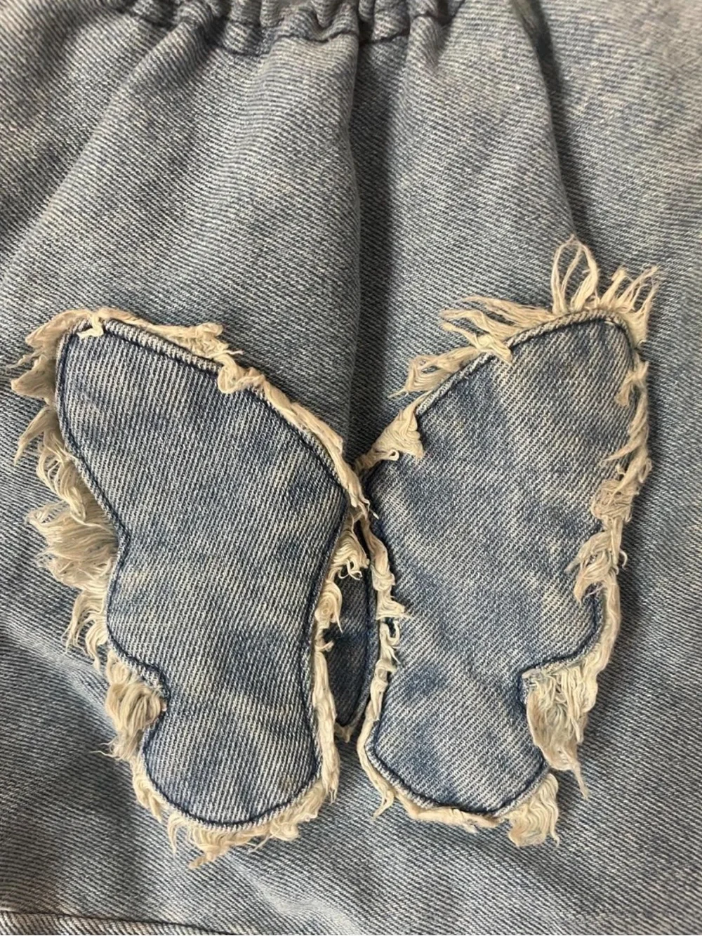 Disney Lizzie McGuire Light Blue Denim Butterfly Ring-Handle Hobo Bag